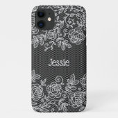 Coques Case-Mate iPhone Dentelle florale transparente unique personnalisée (Dos)