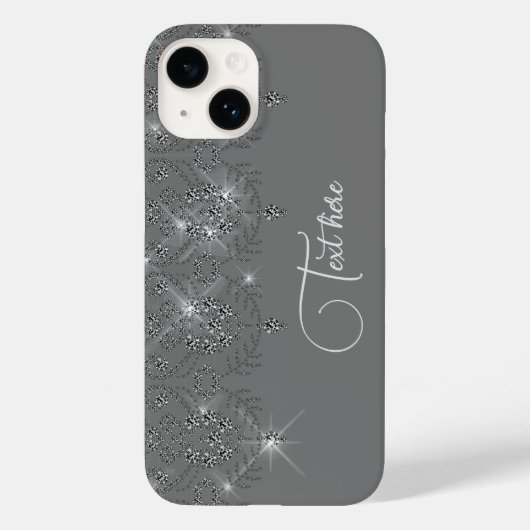 Coques Case-Mate iPhone Dentelle gris et argent élégant diamant brillant (Verso)