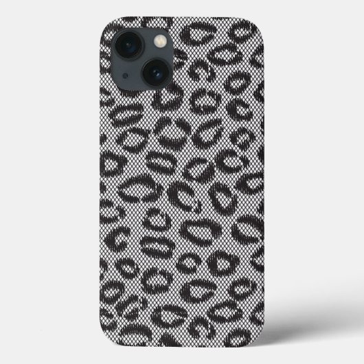 Coques Case-Mate iPhone Dentelle nette noire avec le motif de léopard sur (Verso)
