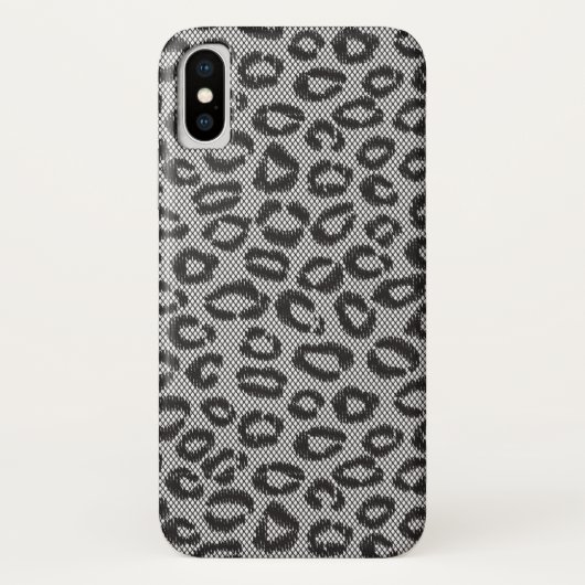 Coques Case-Mate iPhone Dentelle nette noire avec le motif de léopard sur (Dos)
