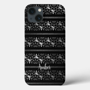 Case-Mate iPhone Case Dentelle noire avec dégradé gris blanc personnalis