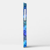 Coques Case-Mate iPhone Dentelle Noire Sur Coque-Mate De Verre Motif Bleu (Verso / Gauche)