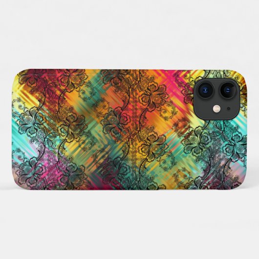 Coques Case-Mate iPhone Dentelle Noire Sur Verre Arc-En-Ciel (Dos (Horizontal))