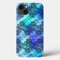 Dentelle Noire Sur Verre Bleu Doux
