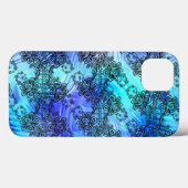 Coques Case-Mate iPhone Dentelle Noire Sur Verre Bleu Doux (Verso (horizontal))