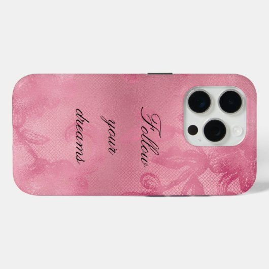 Coques Case-Mate iPhone Dentelle rose chic (Verso (horizontal))