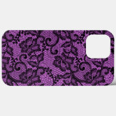 Coques Case-Mate iPhone Dentelle Rose Et Noir De Faux (Verso (horizontal))