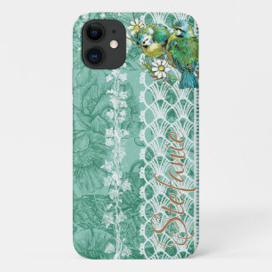 Case-Mate iPhone Case Dentelle verte vintage (Oiseaux)
