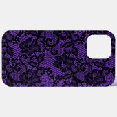 Coques Case-Mate iPhone Dentelle violette et noire (Verso (horizontal))