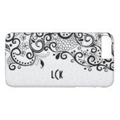 Coques Case-Mate iPhone Dentelles et Damas florales blanches et noires mon (Dos (Horizontal))