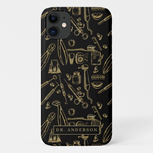 Coques Case-Mate iPhone Dentisterie Art Motif Or Monogramme (Dos)