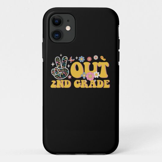 Coques Case-Mate iPhone Dernier jour d'école groovy de 2e année, Peace Out (Dos)