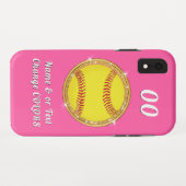 Coques Case-Mate iPhone Des boîtiers téléphoniques de softball personnalis (Dos (Horizontal))