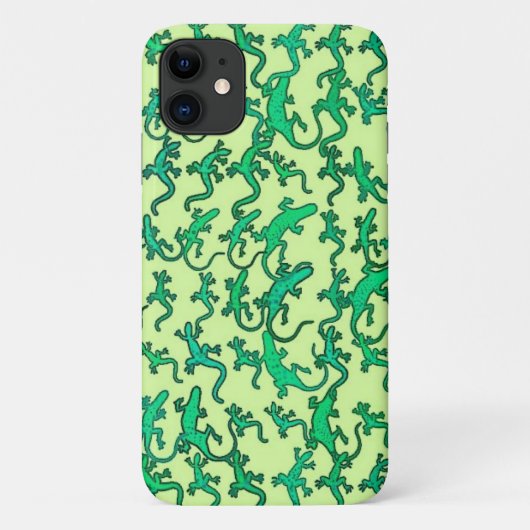 Coques Case-Mate iPhone Des lézards verts sur un arrière - plan vert citro (Dos)