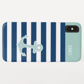 Coques Case-Mate iPhone Des monogrammes de Ancre mignonne dans la marine b (Dos (Horizontal))