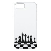 Coques Case-Mate iPhone Des pièces d'échecs noires sur un échiquier (Dos)