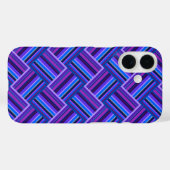 Coques Case-Mate iPhone Des rayures bleues et violettes tissent (Verso (horizontal))