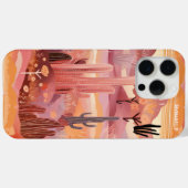 Coques Case-Mate iPhone Desert Sunset Modern Cactus Nom personnalisé (Verso (horizontal))