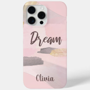 Coque iPhone 15 Pro Max Design abstrait de rêve moderne rose et gris