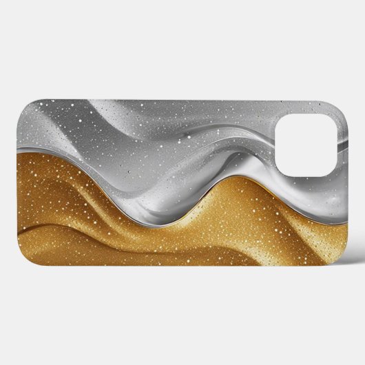 Coques Case-Mate iPhone Design abstrait élégant avec or et argent (Verso (horizontal))