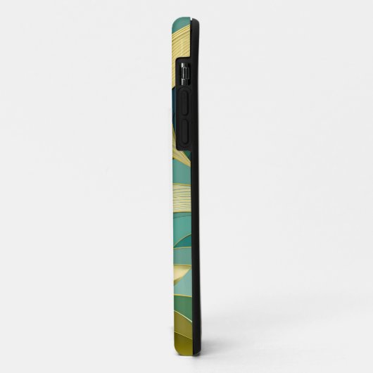Coques Case-Mate iPhone Design Abstrait Feuille vert et or (Dos/Gauche)