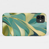 Coques Case-Mate iPhone Design Abstrait Feuille vert et or (Dos (Horizontal))
