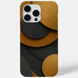Coque iPhone 15 Pro Max Design abstrait géométrique noir et or de luxe