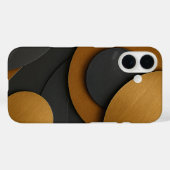 Coques Case-Mate iPhone Design abstrait géométrique noir et or de luxe (Verso (horizontal))