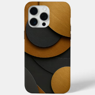Coque iPhone 15 Pro Max Design abstrait géométrique noir et or de luxe