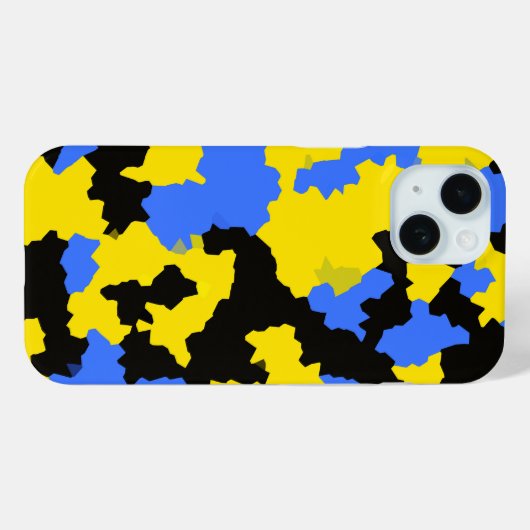 Coques Case-Mate iPhone Design Abstrait Jaune Bleu Noir Motif moderne (Verso (horizontal))