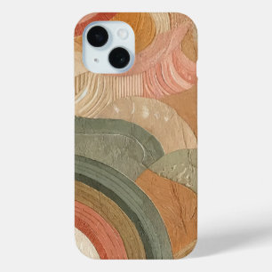 Coque Pour iPhone 15 Design Abstrait Rétro Vintage Bohème Terreux