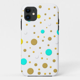 Coques Pour iPhone Design Amusant Moderne Turquoise Jaune Blanc Or Po