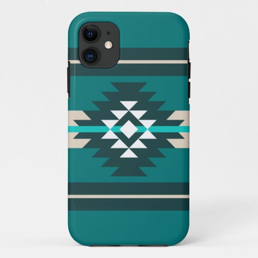 Coques Case-Mate iPhone Design aztèque en couleur turquoise (Dos)