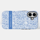 Coques Case-Mate iPhone Design botanique bleu élégant personnalisé (Verso (horizontal))