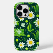 Coques Case-Mate iPhone Design botanique vert vibre avec marguerites blanc (Verso)