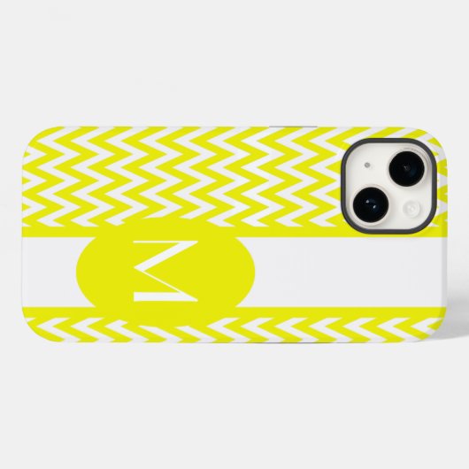 Coques Case-Mate iPhone Design Chevron élégant citron avec monogramme (Verso (horizontal))