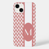 Coques Case-Mate iPhone Design Chevron rose élégant avec monogramme (Verso)