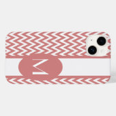 Coques Case-Mate iPhone Design Chevron rose élégant avec monogramme (Verso (horizontal))
