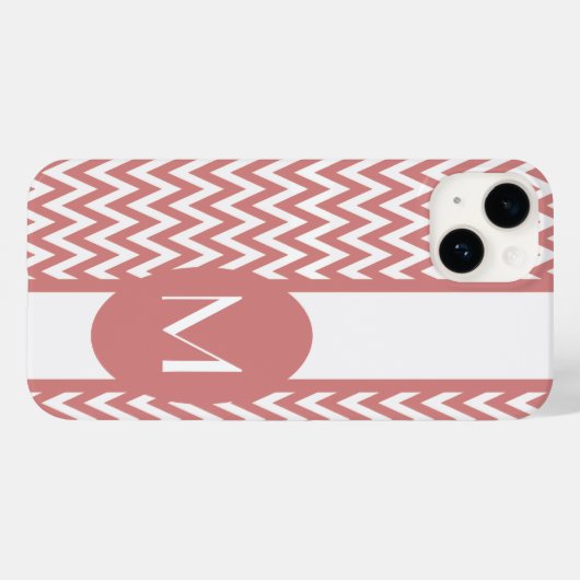 Coques Case-Mate iPhone Design Chevron rose élégant avec monogramme (Verso (horizontal))