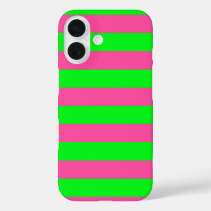 Coques iPhone 16 Design de bandes rose et verte