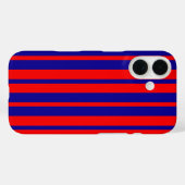 Coques Case-Mate iPhone Design de bandes rouges et bleues (Verso (horizontal))