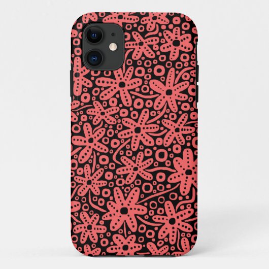 Coques Case-Mate iPhone Design de fleurs - rose tropicale sur noir.pdf (Dos)