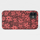 Coques Case-Mate iPhone Design de fleurs - rose tropicale sur noir.pdf (Dos (Horizontal))