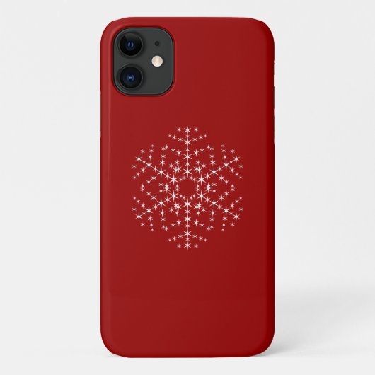 Coques Case-Mate iPhone Design de flocon de neige en rouge foncé et blanc. (Dos)