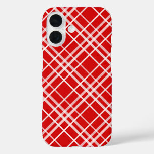 Coques iPhone 16 Design de Motif en Tartan blanc rouge
