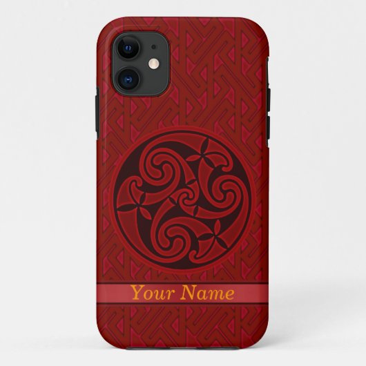 Coques Case-Mate iPhone Design de spirale d'art celtique rouge sur un iPod (Dos)