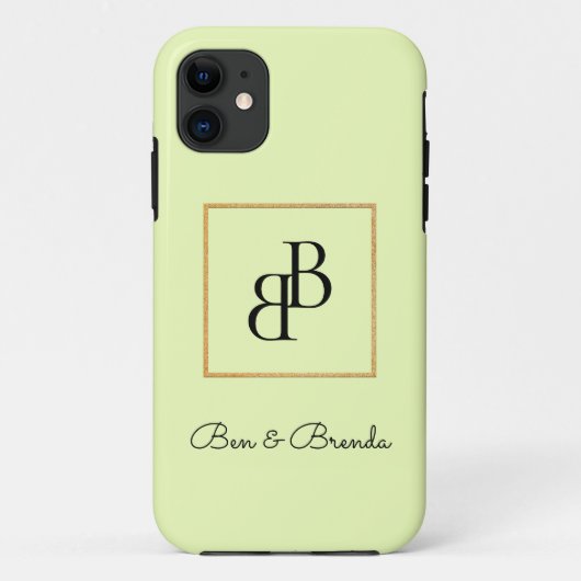 Coques Case-Mate iPhone Design de texte de monogrammes noirs élégant (Dos)