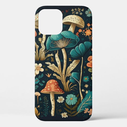 Coques Case-Mate iPhone Design d'illustration de champignons et de fleurs (Verso)