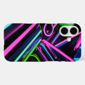 Coques Case-Mate iPhone Design d'onde rétro néon - rose électrique, bleu (Verso (horizontal))