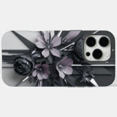 Coques Case-Mate iPhone Design élégant de fleurs noir et gris (Verso (horizontal))